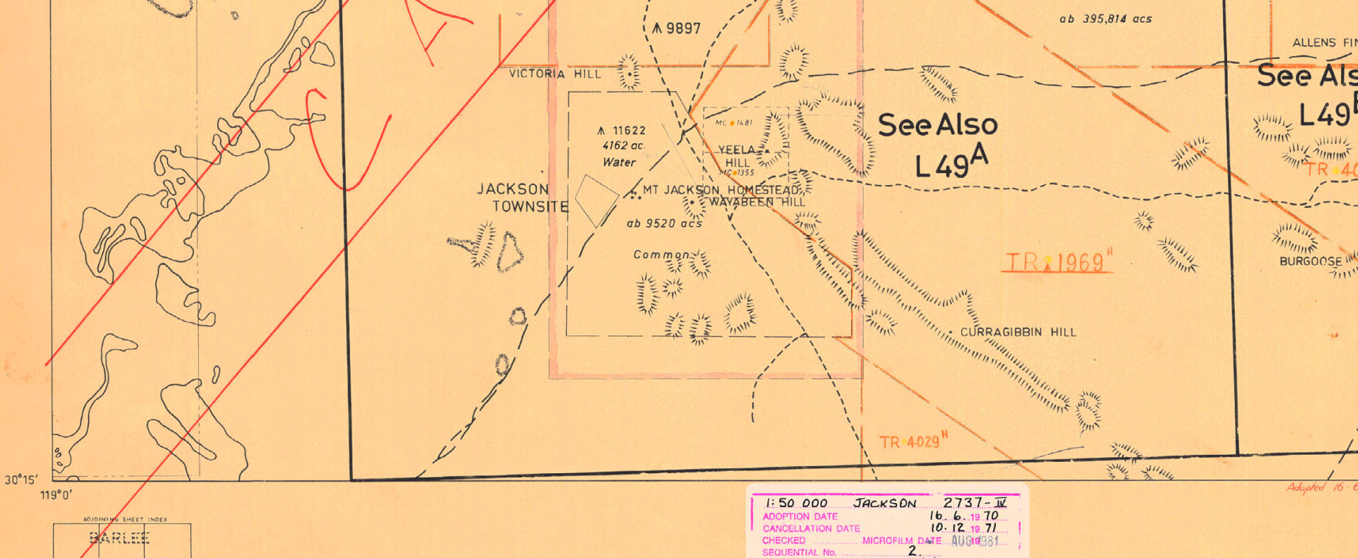 GeoVIEW.WA showing scanned historical mining tenement maps over a WA goldfield, with old gold leases outlined